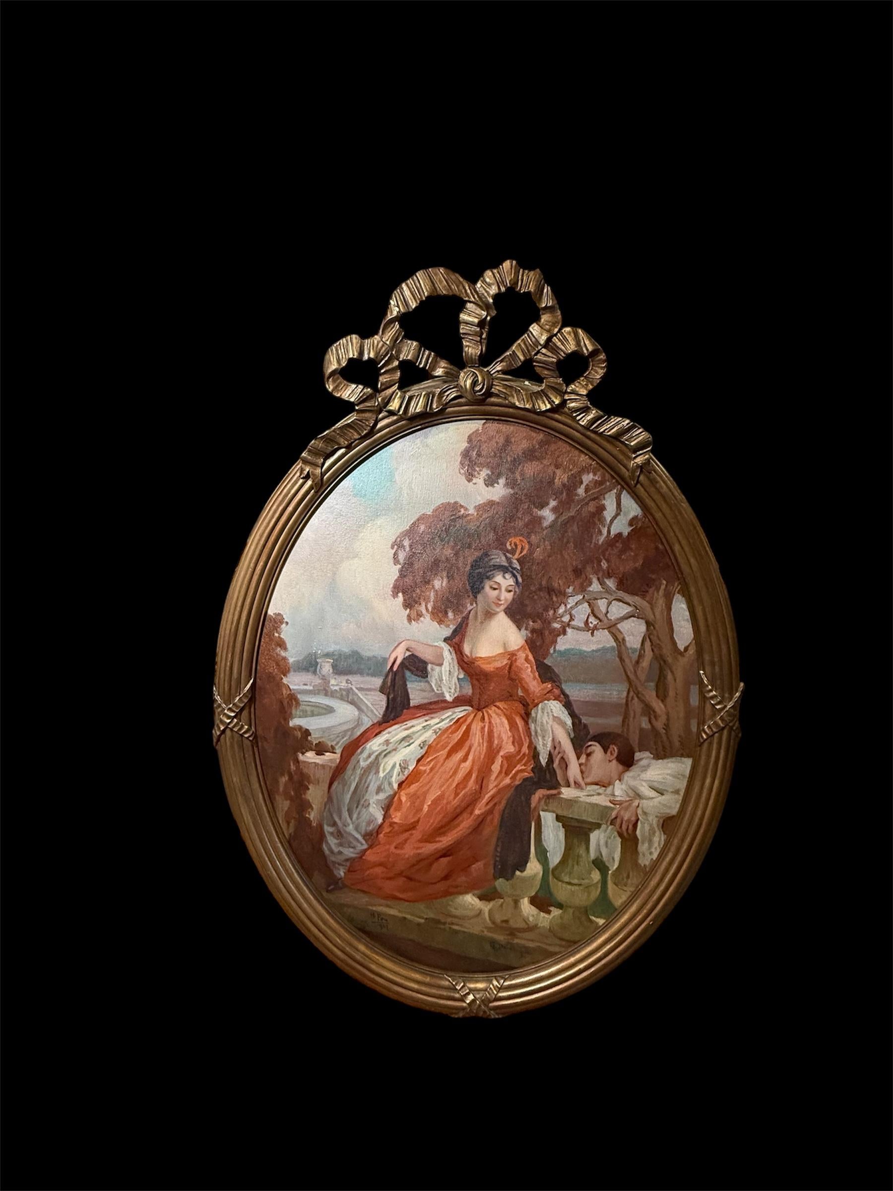 Lecon D'Amour Ölgemälde von Miguel Pou nach Jean-Gabriel Domergue im Angebot 5