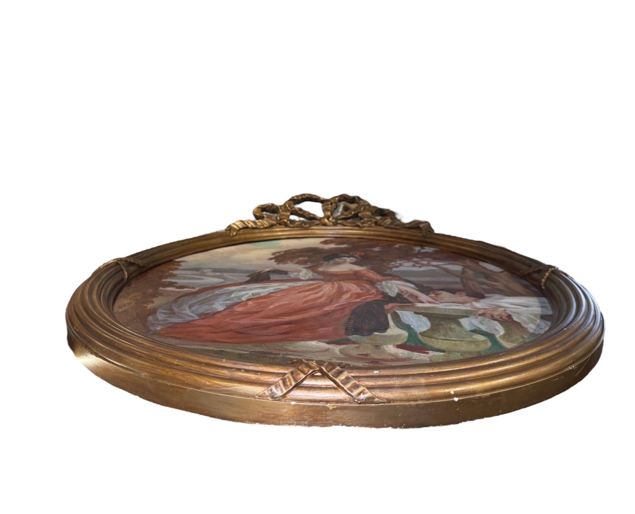 Lecon D'Amour Ölgemälde von Miguel Pou nach Jean-Gabriel Domergue (20. Jahrhundert) im Angebot