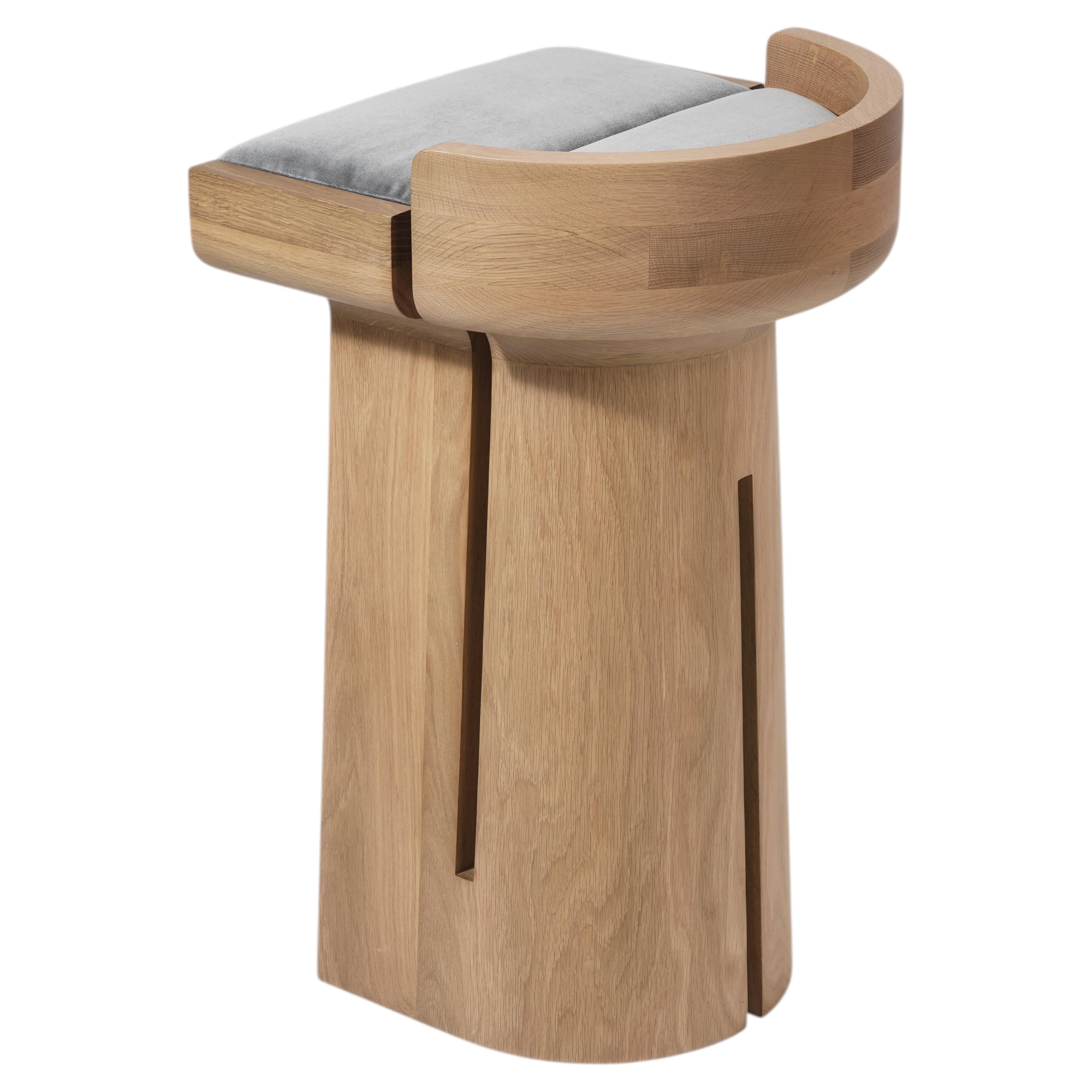 L'ecorce Bar Stool in Solid Oak Wood by Pendhapa