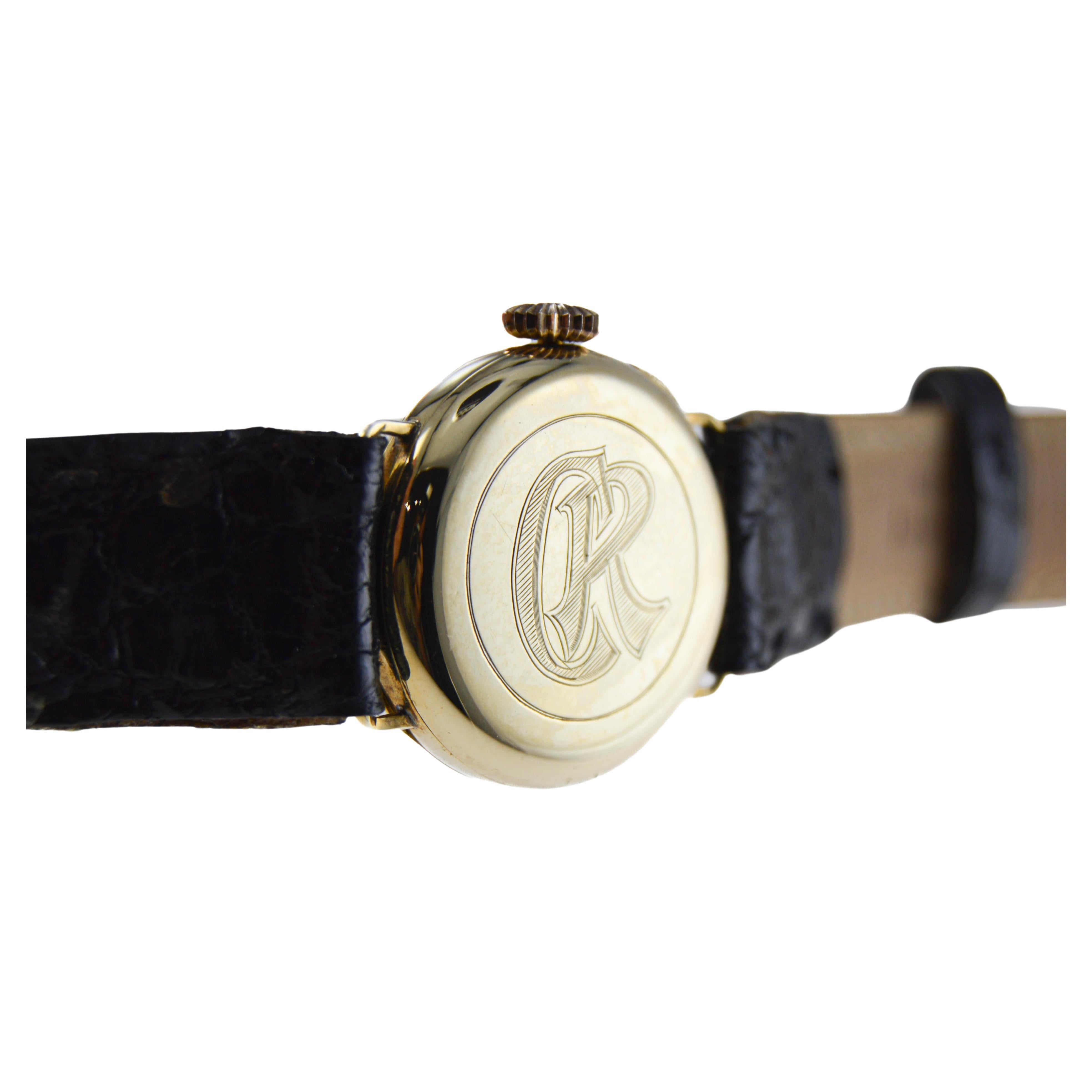 LeCoultre 14 Karat Solid Gold Art Deco Ladies Wrist Watch, circa 1920s For Sale 4