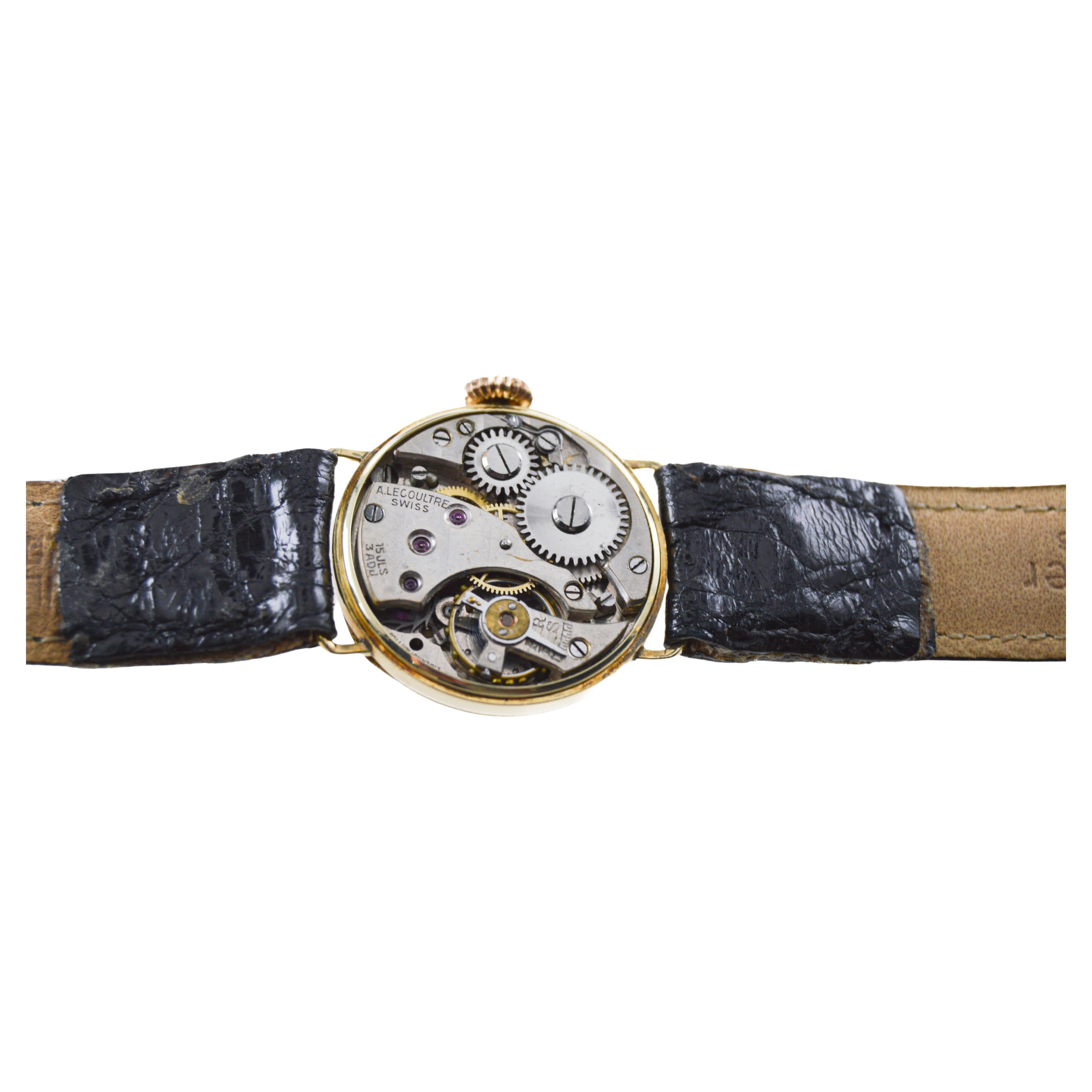 LeCoultre 14 Karat Solid Gold Art Deco Ladies Wrist Watch, circa 1920s For Sale 6