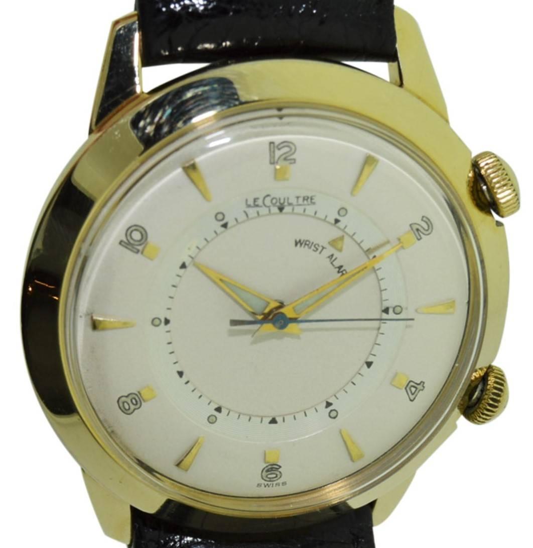Art Deco LeCoultre 14 Karat Yellow Gold Filled Alarm Watch, 1960s