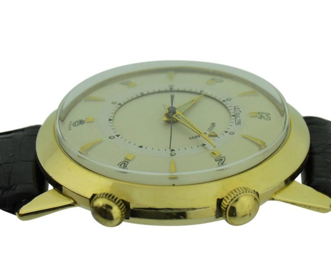 LeCoultre 14 Karat Yellow Gold Filled Alarm Watch, 1960s In Excellent Condition In Long Beach, CA