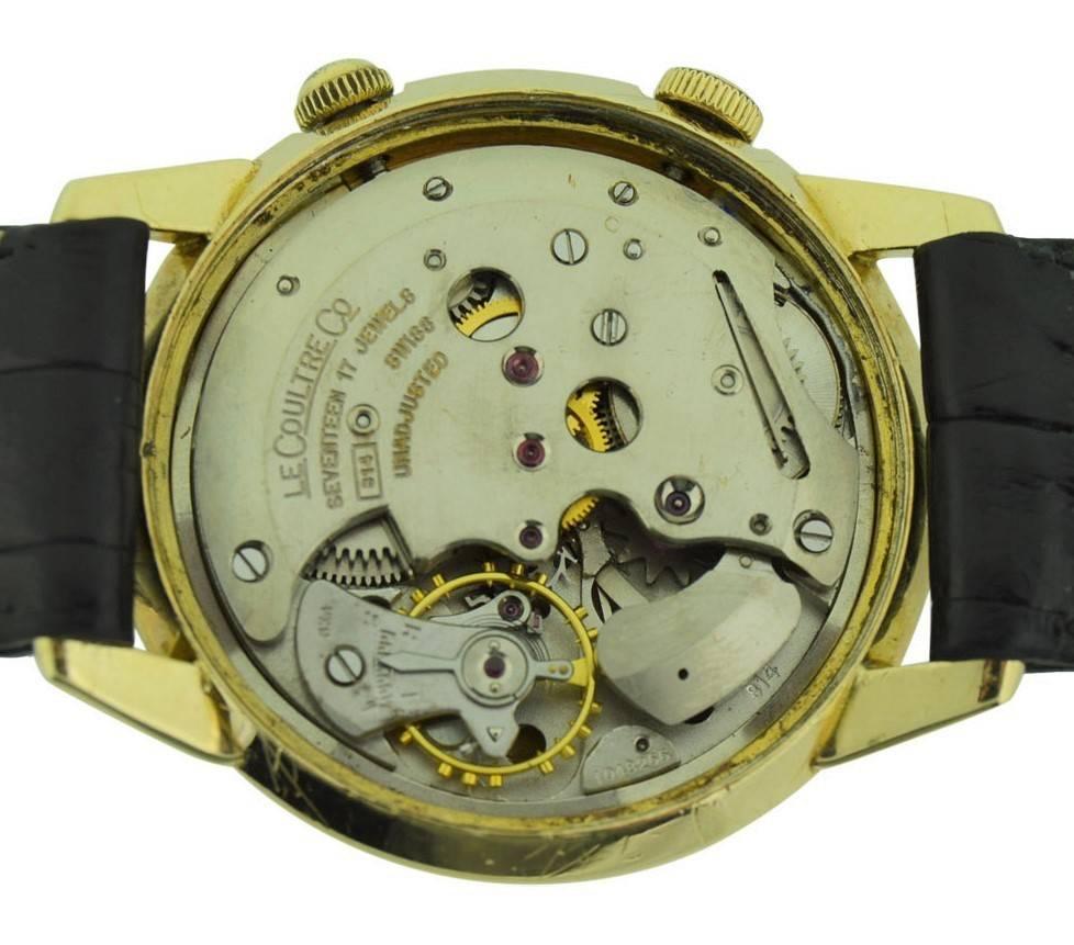 LeCoultre 14 Karat Yellow Gold Filled Alarm Watch, 1960s 4