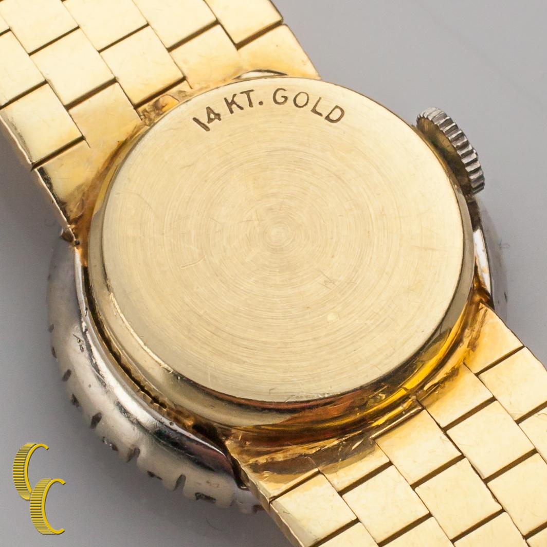 LeCoultre 14 Karat Gold Vintage Women's Hand-Winding Watch with Diamond Bezel 3