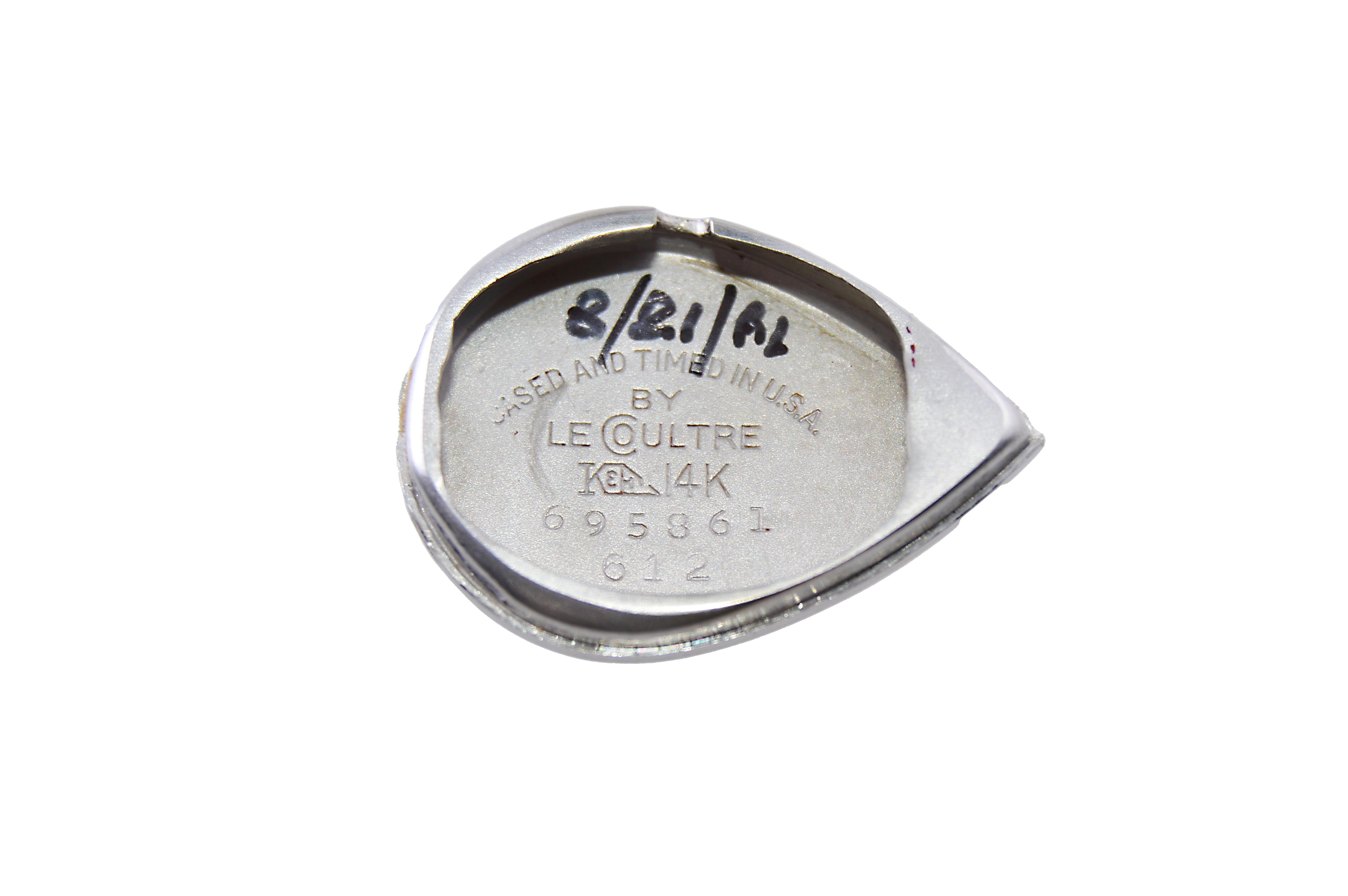 Lecoultre 14 carats, or blanc massif, design du milieu du siècle dernier en vente 5