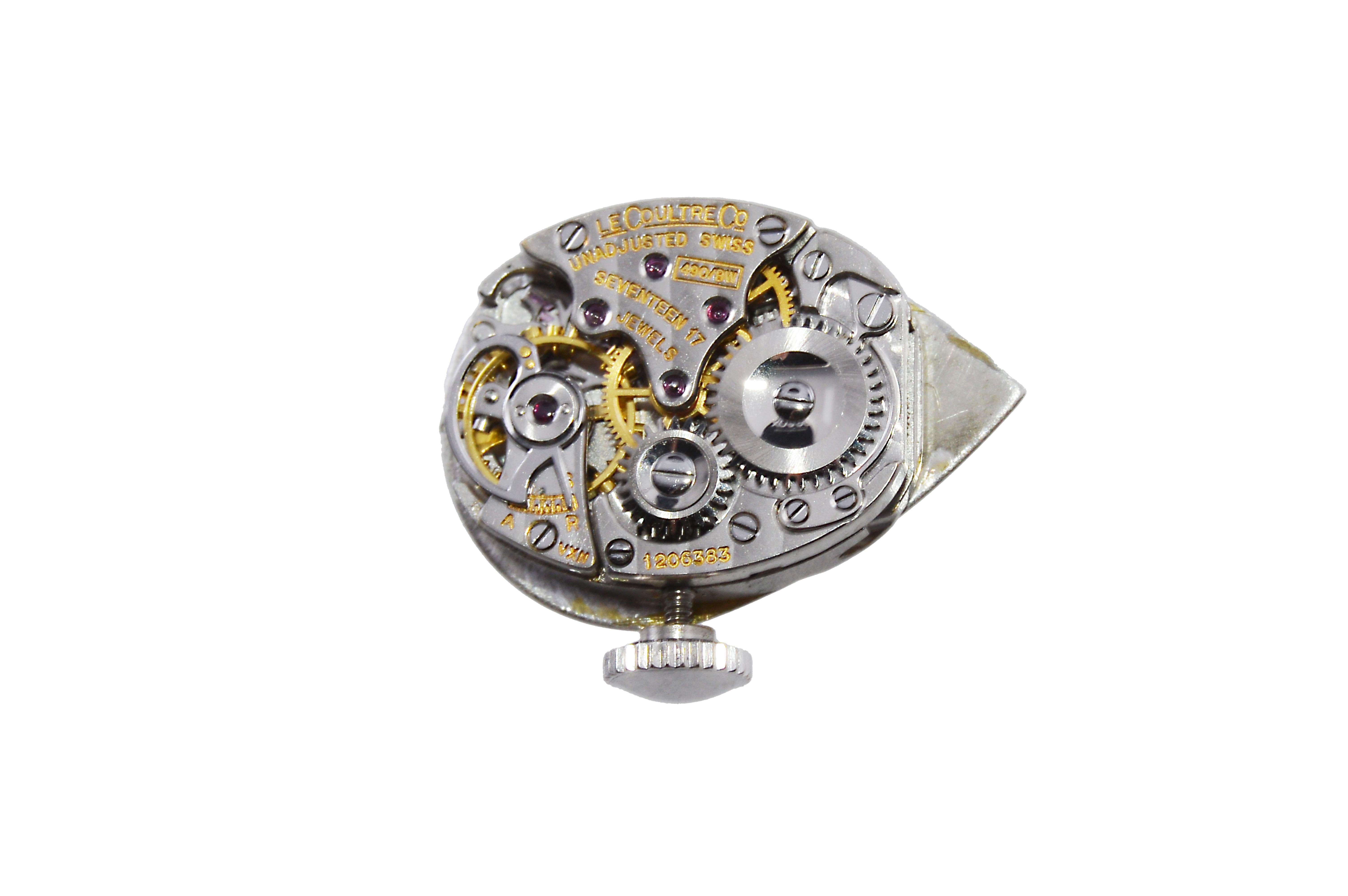 Lecoultre 14 carats, or blanc massif, design du milieu du siècle dernier en vente 6