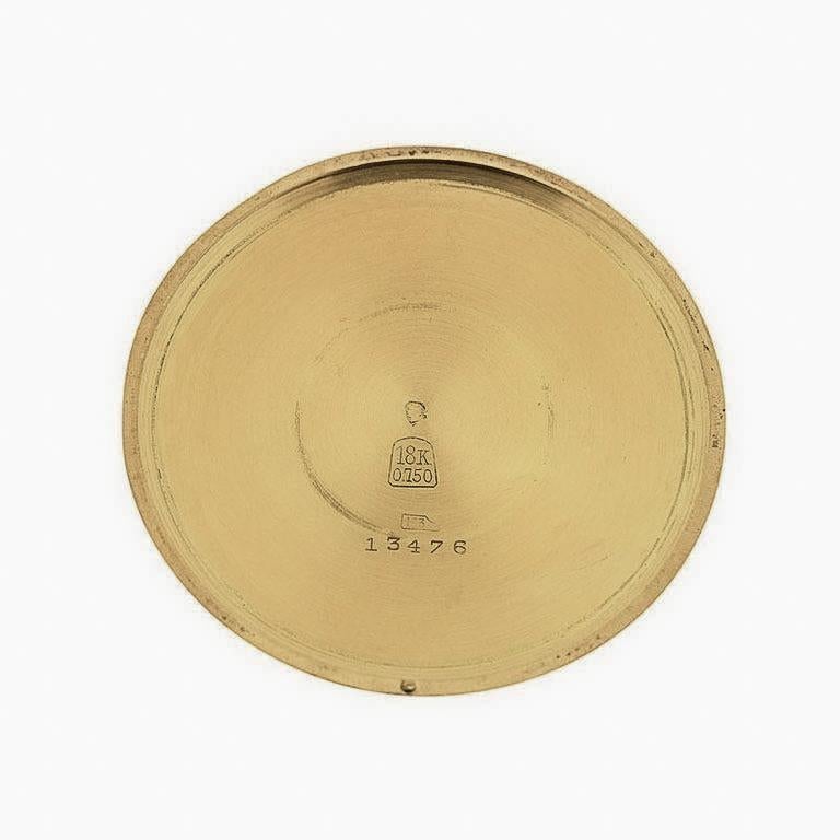 Orologio da tasca LeCoultre Midcentury in oro 18 carati con quadrante originale in argento 925 in vendita 3