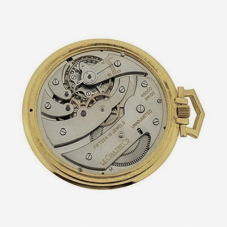 Orologio da tasca LeCoultre Midcentury in oro 18 carati con quadrante originale in argento 925 in vendita 4