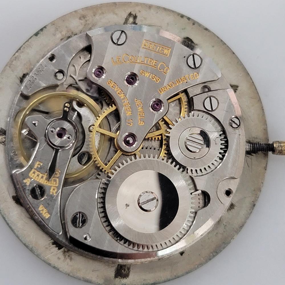 Reloj de vestir Art Déco LeCoultre de oro de 18 quilates de 33 mm de los años 50 para hombre, de cuerda manual RA649B en venta 7