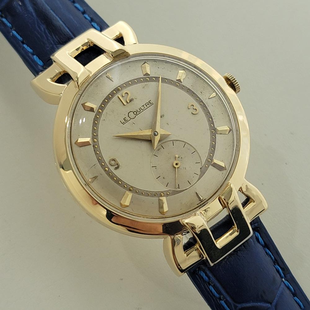 Reloj de vestir Art Déco LeCoultre de oro de 18 quilates de 33 mm de los años 50 para hombre, de cuerda manual RA649B en Excelente estado para la venta en Beverly Hills, CA