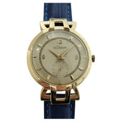 Vintage LeCoultre 18k Gold 33mm 1950s Mens Manual Hand Wind Art Deco Dress Watch RA649B