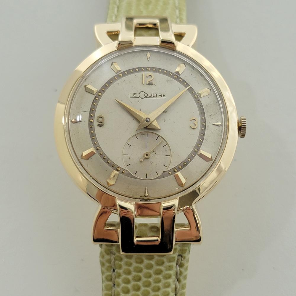 Clásico art decó vintage, reloj de vestir LeCoultre de cuerda manual de oro macizo de 18 quilates para caballero, el 