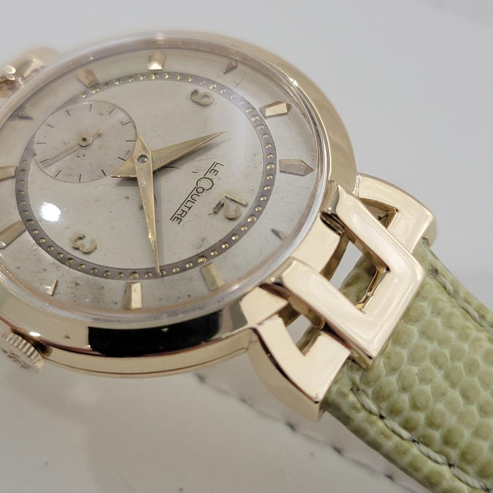 Reloj de vestir LeCoultre de oro macizo de 18 quilates de 33 mm para caballero de los años 50 Gambler de cuerda manual RA649 en venta 2