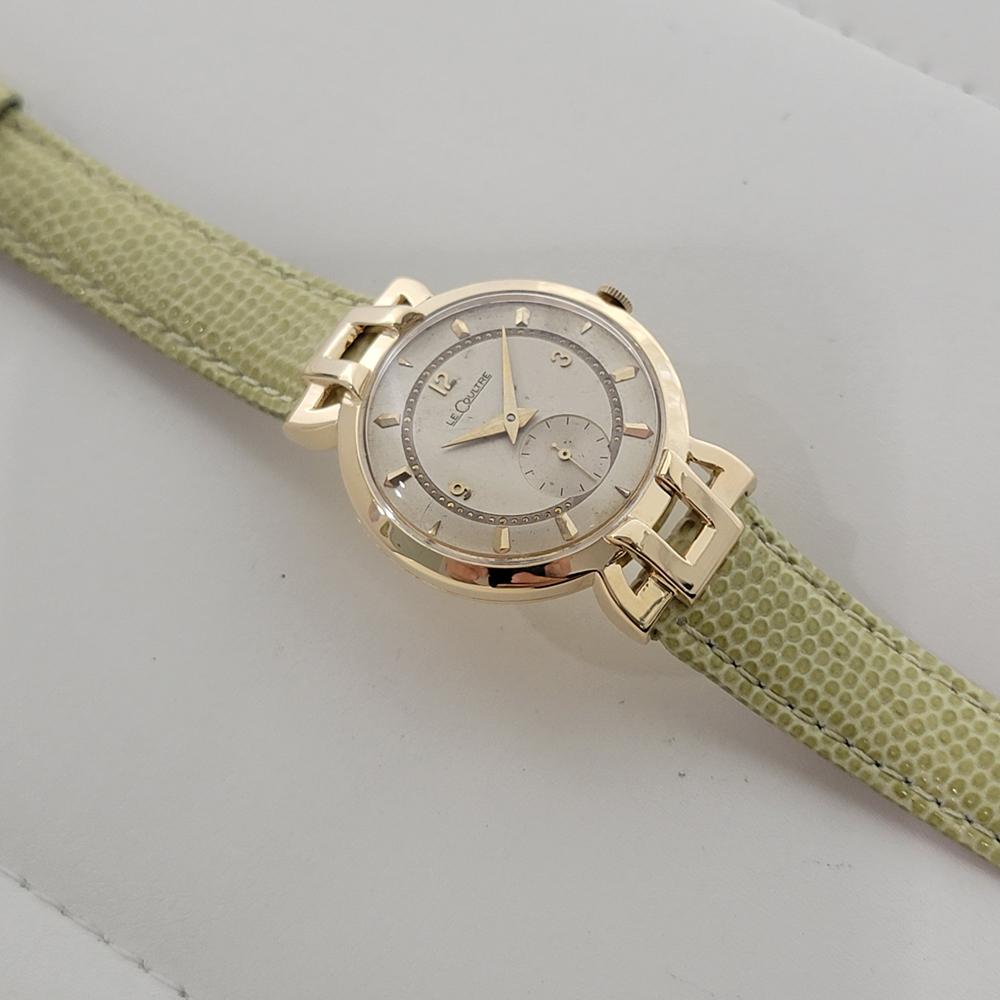 Reloj de vestir LeCoultre de oro macizo de 18 quilates de 33 mm para caballero de los años 50 Gambler de cuerda manual RA649 en venta 3