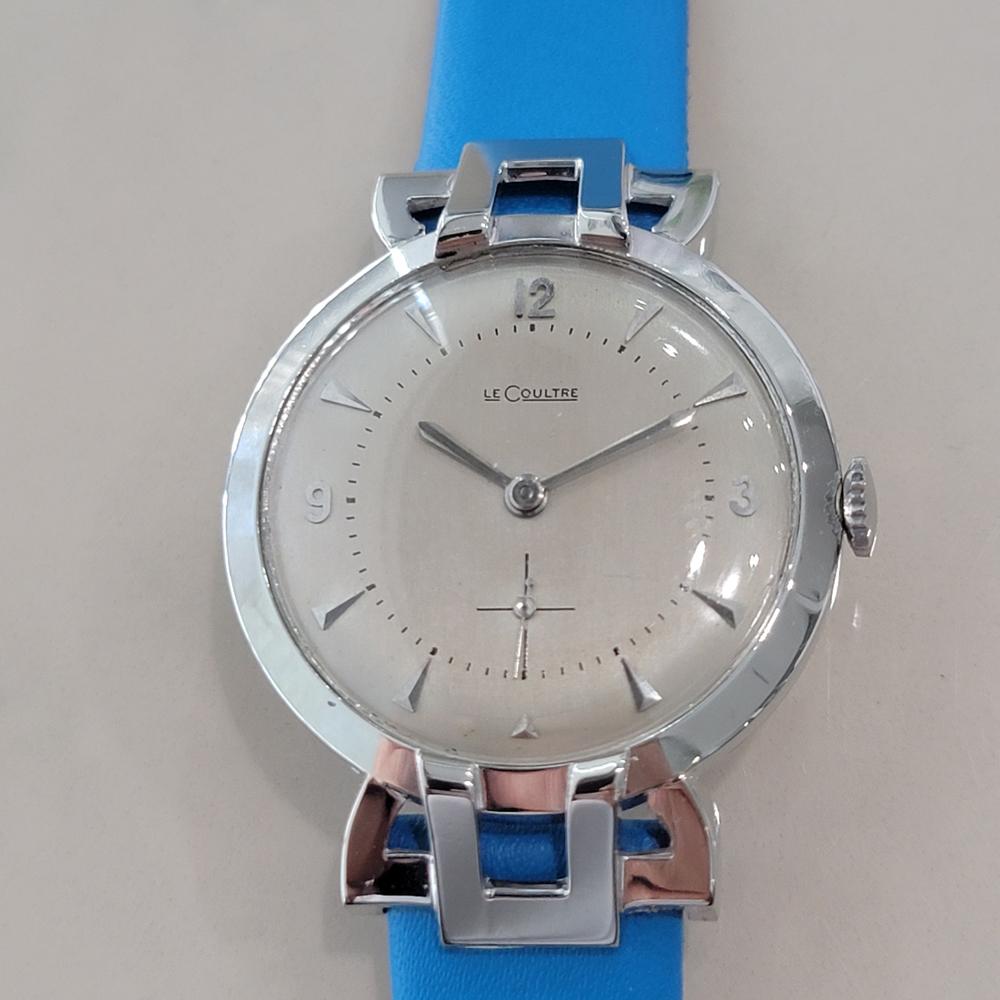 Reloj de vestir LeCoultre de cuerda manual para caballero, clásico, vintage, de oro blanco macizo de 18 quilates, apodado 