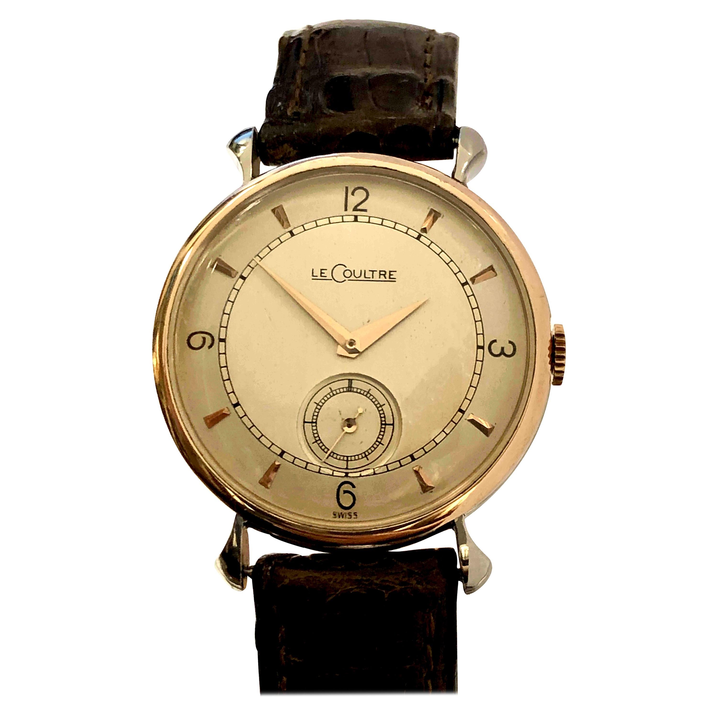LeCoultre 1940s Steel and Rose Gold Mechanical Wristwatch