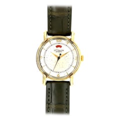 LeCoultre & Cie Vintage Uhr Gangreserve weißes Zifferblatt gelb vergoldetes Gehäuse