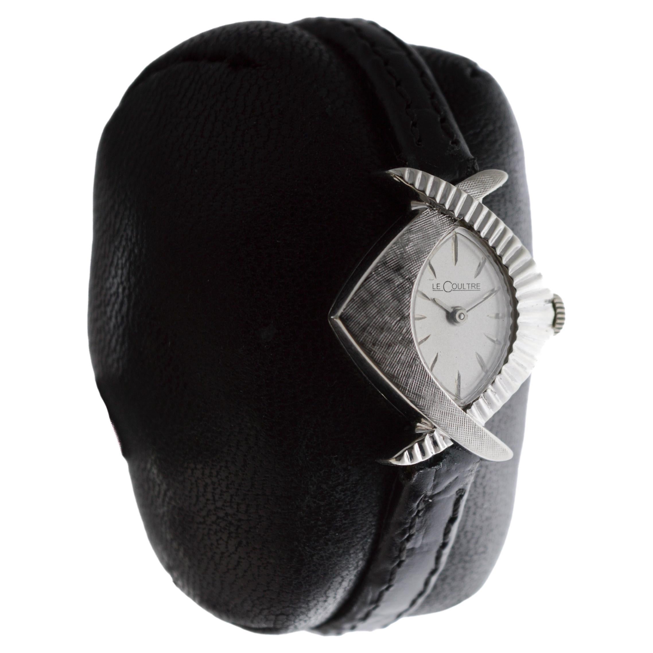 Women's LeCoultre Ladies 14 Karat White Gold Midcentury Watch Art Deco Watch 1950's