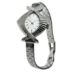 LeCoultre Ladies 14 Karat White Gold Midcentury Watch with Original Bracelet