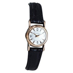 Retro LeCoultre Ladies 18 Karat Rose Gold Back Wind Watch, circa 1950s