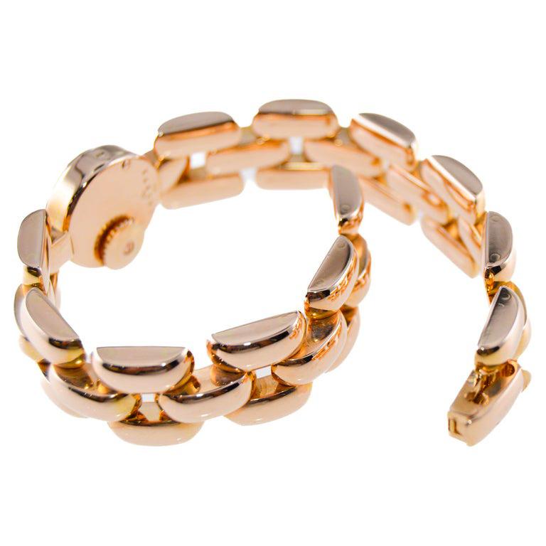 LeCoultre Ladies Rose Gold Full Size Backwind Round Bracelet Watch For Sale 3