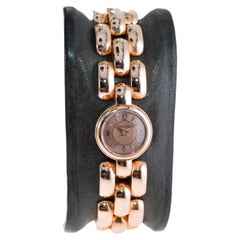 Vintage LeCoultre Ladies Rose Gold Full Size Backwind Round Bracelet Watch