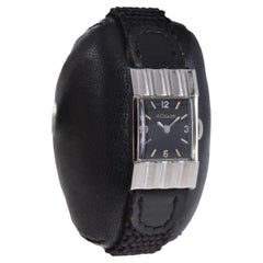 LeCoultre Ladies Watch with Rare Black Dial, Mid-Century Modern 1950s Swiss