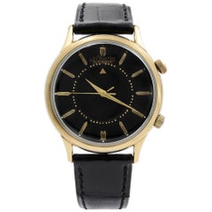 LeCoultre Memovox Alarm 10k Gold gefüllt Stahl schwarzes Zifferblatt Herrenuhr 2265