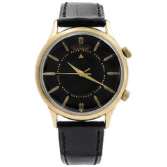 LeCoultre Memovox Alarme Acier Rempli d'Or 10k Cadran Noir Montre Homme 2265