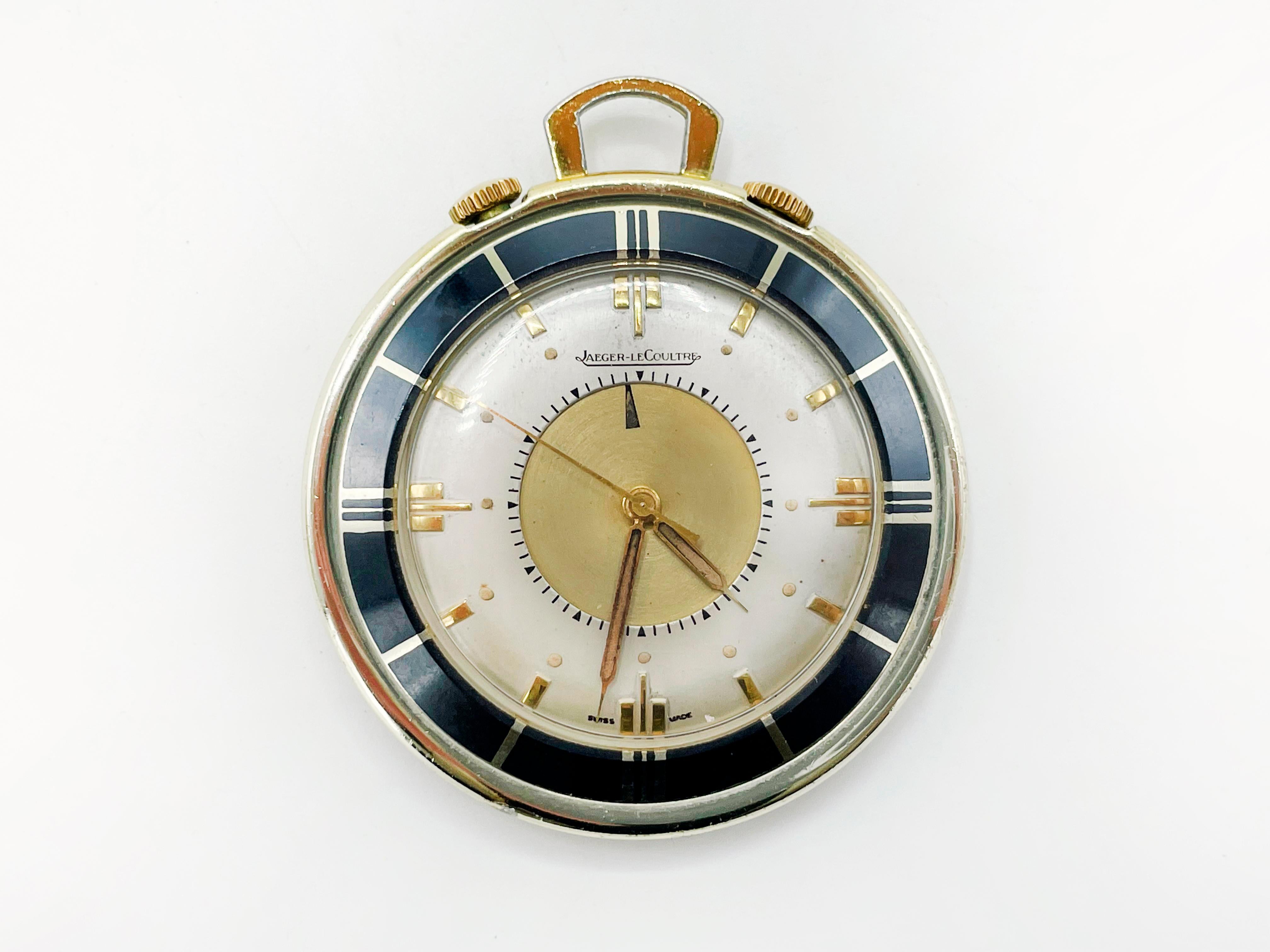 Plaqué Montre de poche et réveil de bureau Lecoultre Memovox 1950s en vente