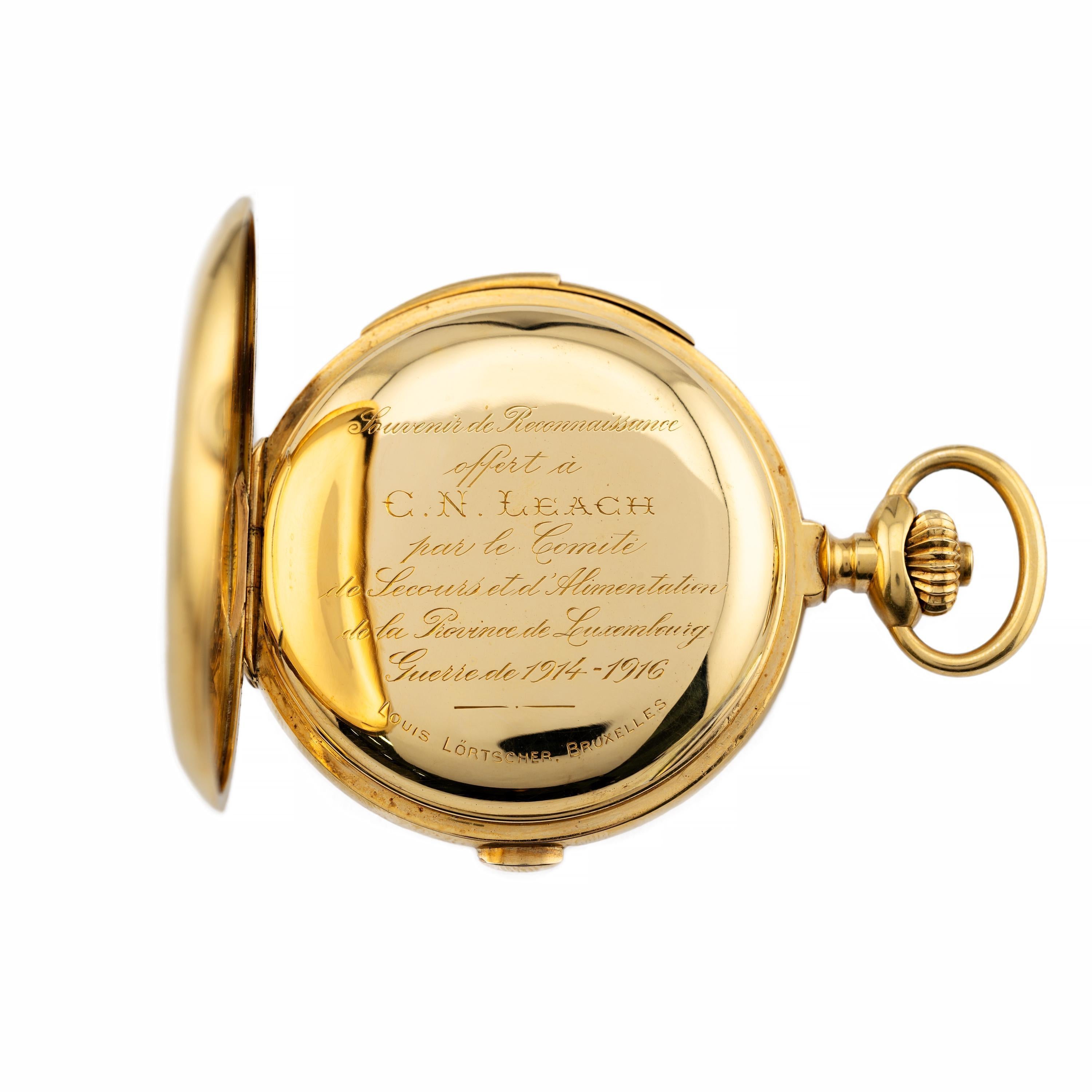 LeCoultre Minute Repeater Chronograph en or 18 carats avec preuve royale belge en vente 1