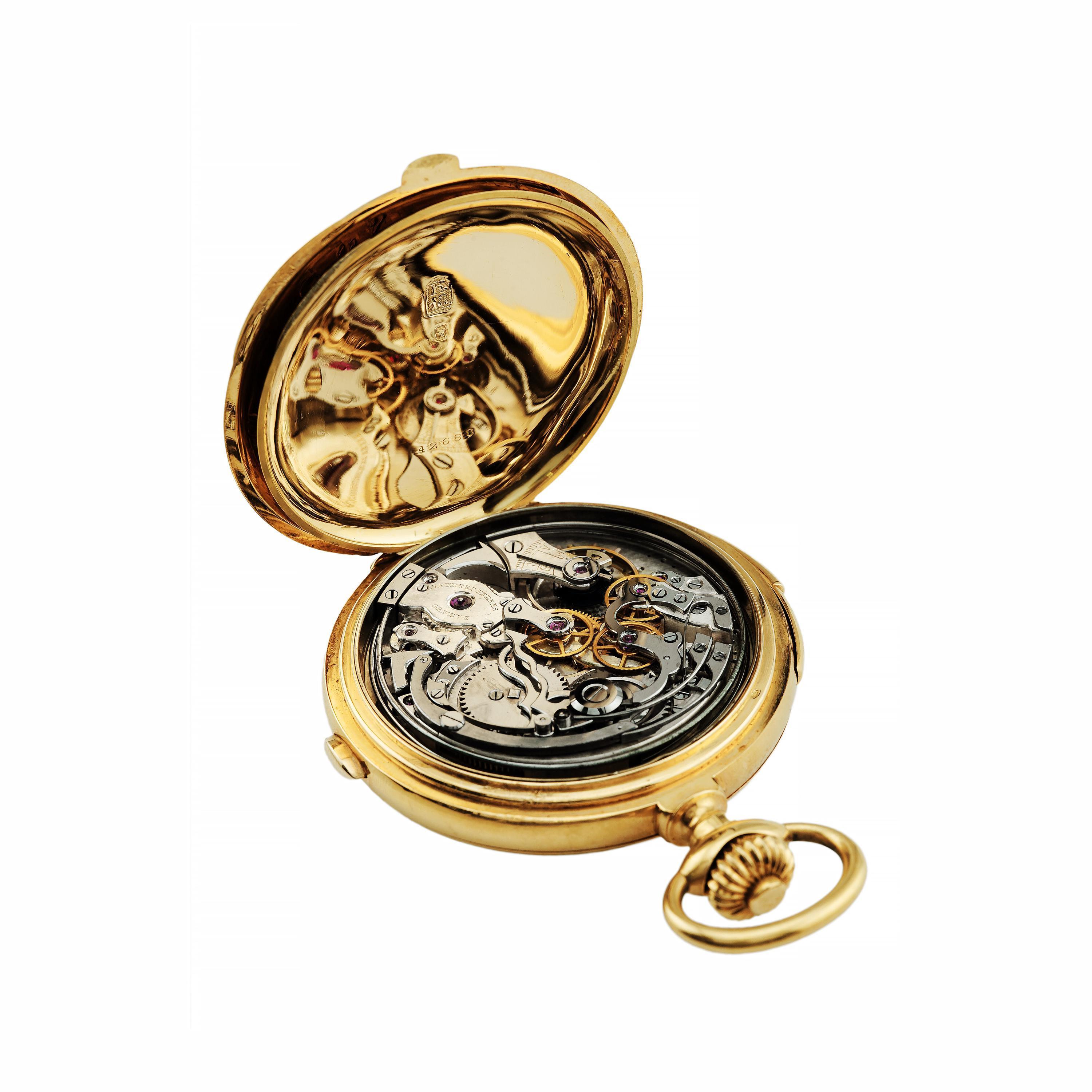 LeCoultre Minute Repeater Chronograph en or 18 carats avec preuve royale belge en vente 3