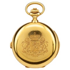 LeCoultre Minute Repeater Chronograph in 18 Karat Gold with Royal Belgian Proven