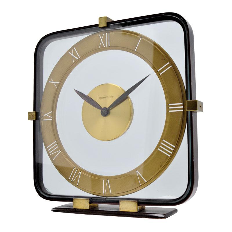 FACTORY / HOUSE: LeCoultre Watch Company
STYLE / REFERENCE: Moderne Syle
METAL / MATERIAL: Gilt Bronze and Lacquer Finish
CIRCA / YEAR: 1950's
DIMENSIONS / SIZE: 7 1/2