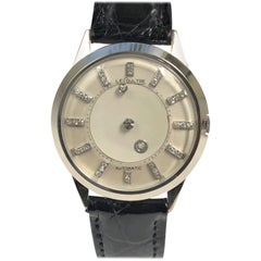 Retro LeCoultre Mystery Dial White Gold and Diamond Automatic Wristwatch