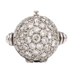 Vintage LeCoultre Platinum White Diamond Watch Ring