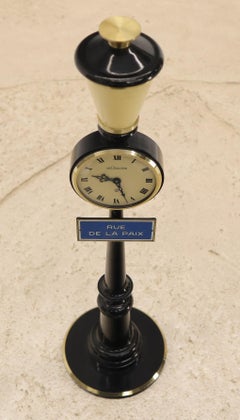 Lecoultre Rue De La Paix Lantern Table Desk Clock 8 Day Movement, 1960s Bronze