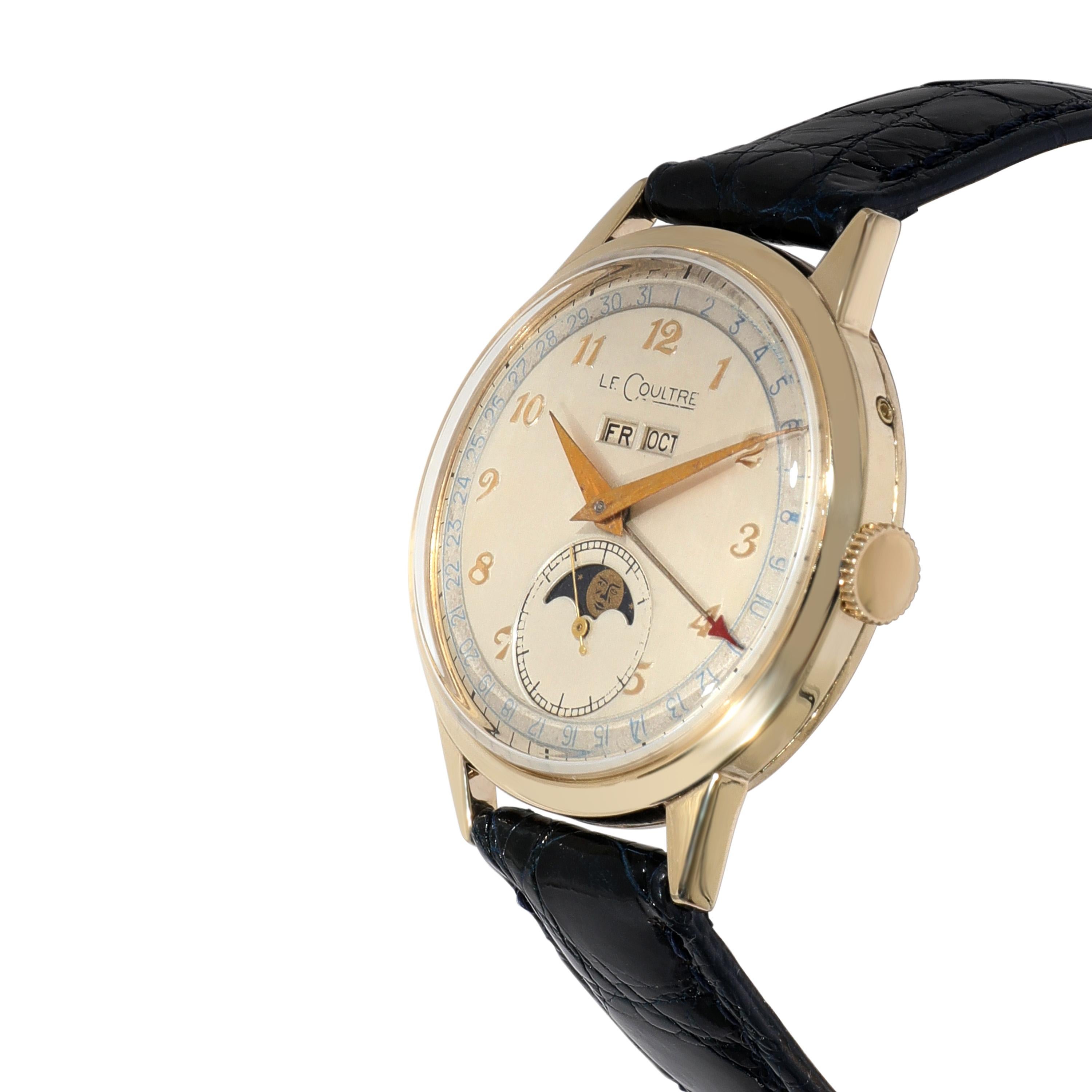 Lecoultre Dreifachdatum-Mondphase 486 Unisex-Uhr in Gold gefüllt im Zustand „Hervorragend“ in New York, NY