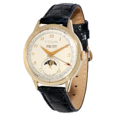 Lecoultre Dreifachdatum-Mondphase 486 Unisex-Uhr in Gold gefüllt