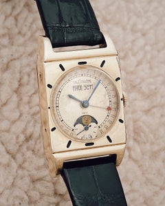 LeCoultre, Very Rare Triple Date Moonphase 10K Goldfilled Wristwatch, 1949