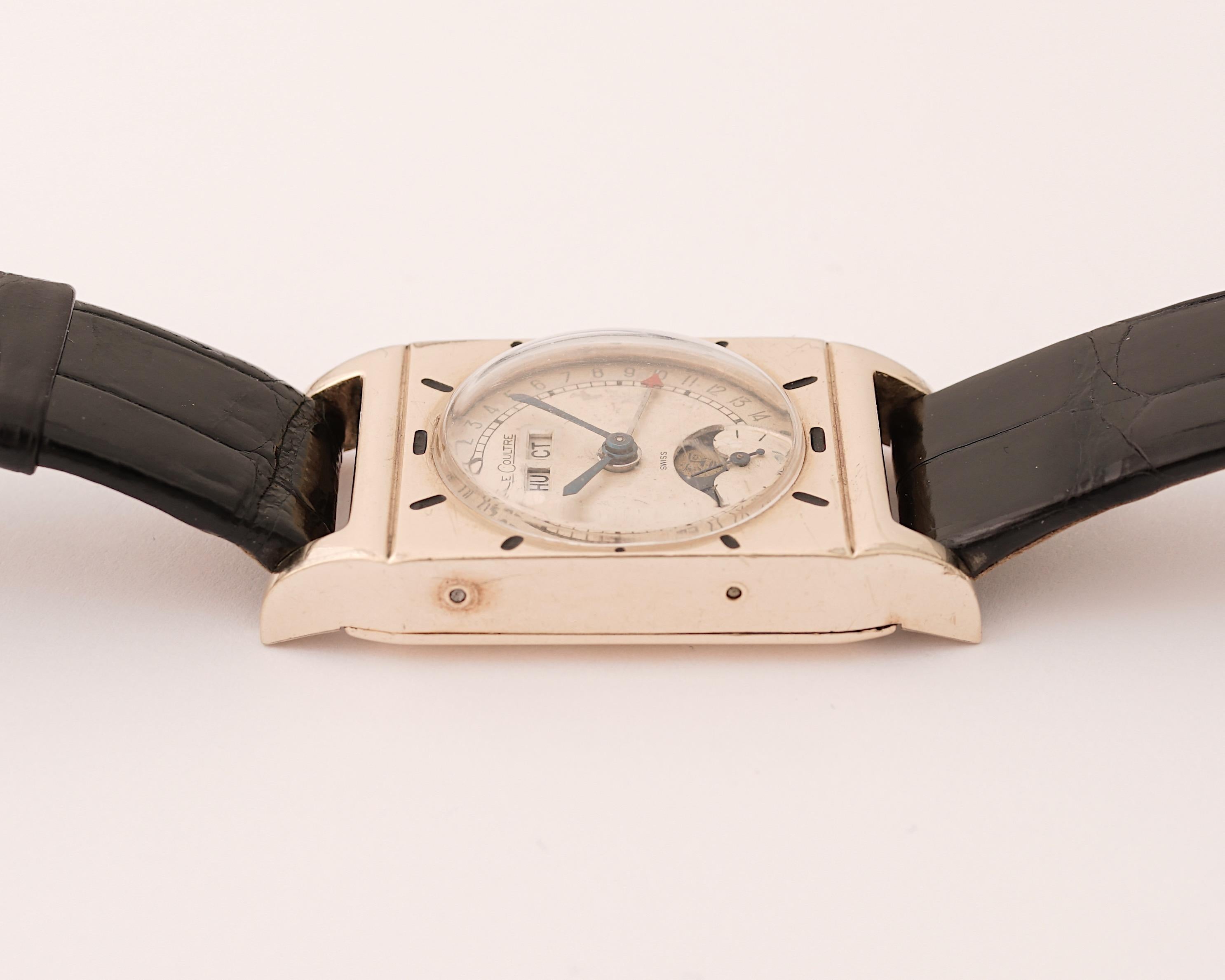 LeCoultre, Very Rare Triple Date Moonphase 10K Goldfilled Wristwatch, 1949 1