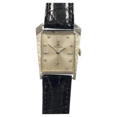 LeCoultre White Gold 1960s Asymmetrical Diamond Dial Mechanical Wristwatch