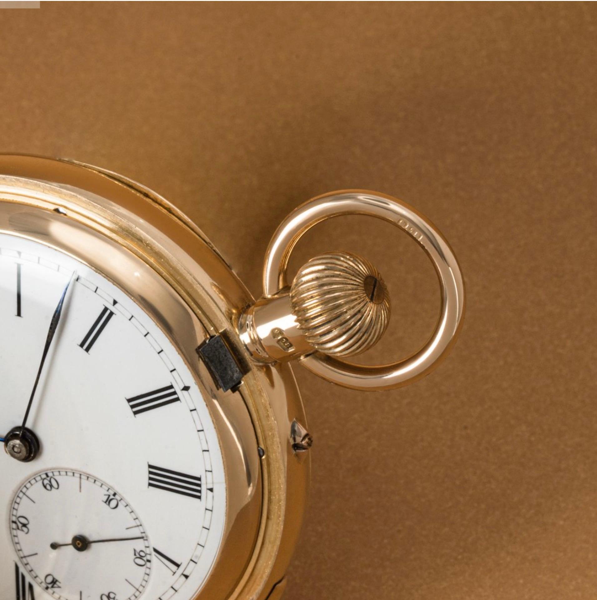 LeCourltre Heavy 18CT Gold Keyless Lever Minute Repeater Full Hunter PocketWatch In Excellent Condition In London, GB