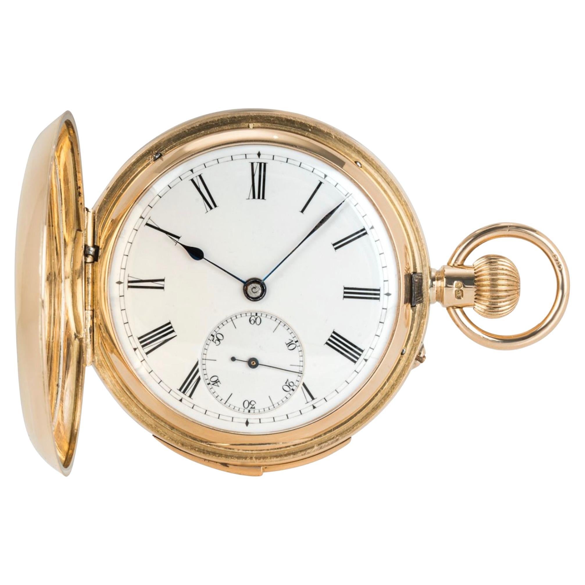 LeCourltre Heavy 18CT Gold Keyless Lever Minute Repeater Full Hunter PocketWatch