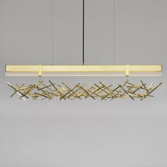 LED Level Criss-Cross Pendant, Satin Brass