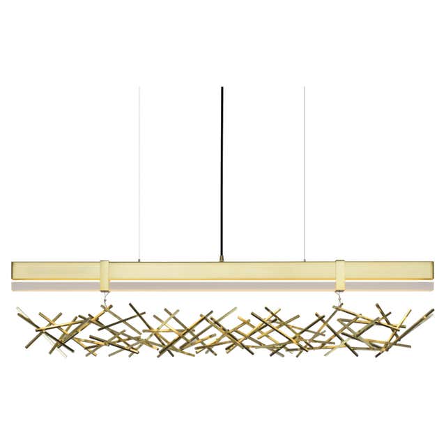 GEM4 Linear Pendant - 60 inch - Satin Brass For Sale at 1stDibs