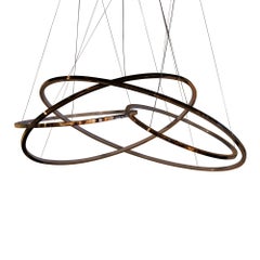 LED Oval Rings Four Chandelier Pendant Light in Gold Contemporary