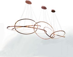 LED Oval Rings Seven Chandelier Pendant Light in Gold Contemporary