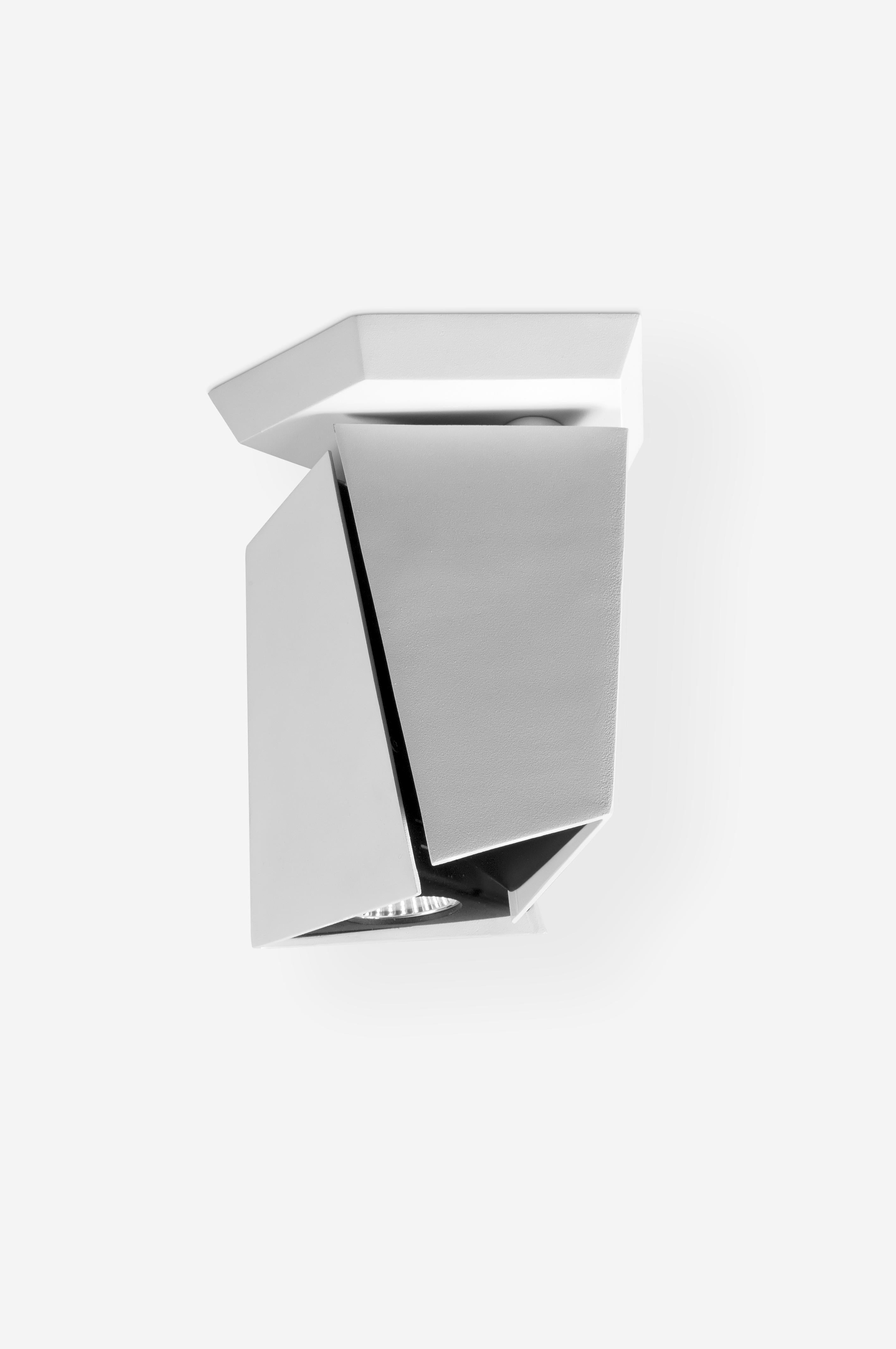 Futurist LED Spot on base white with a unique futuristic design designed by Gabi Peretto For Sale